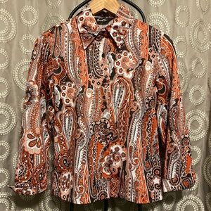 adidas Orange Paisley Button-Down Shirt